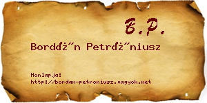 Bordán Petróniusz névjegykártya